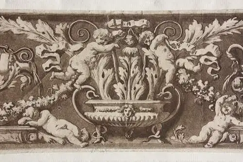 Jean Jacques Lagrenée (1739-1821), Aquatinta Radierung, Ornamentfries mit Putti