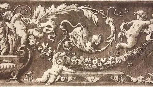 Jean Jacques Lagrenée (1739-1821), Aquatinta Radierung, Ornamentfries mit Putti