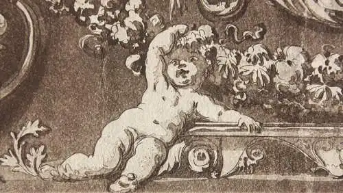 Jean Jacques Lagrenée (1739-1821), Aquatinta Radierung, Ornamentfries mit Putti