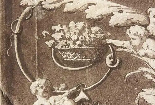 Jean Jacques Lagrenée (1739-1821), Aquatinta Radierung, Ornamentfries mit Putti