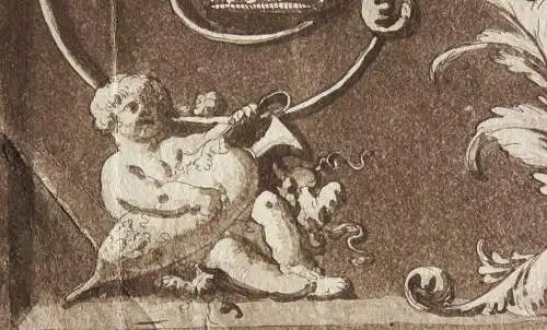 Jean Jacques Lagrenée (1739-1821), Aquatinta Radierung, Ornamentfries mit Putti