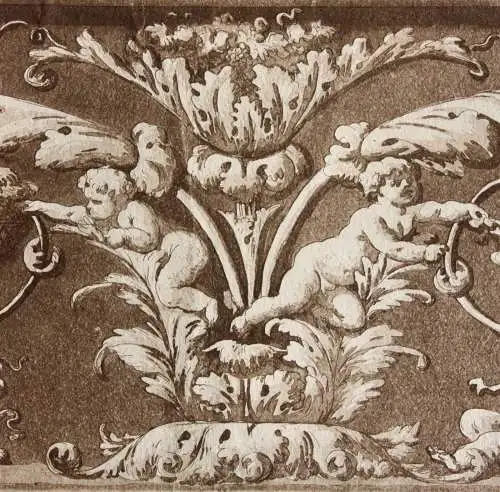 Jean Jacques Lagrenée (1739-1821), Aquatinta Radierung, Ornamentfries mit Putti