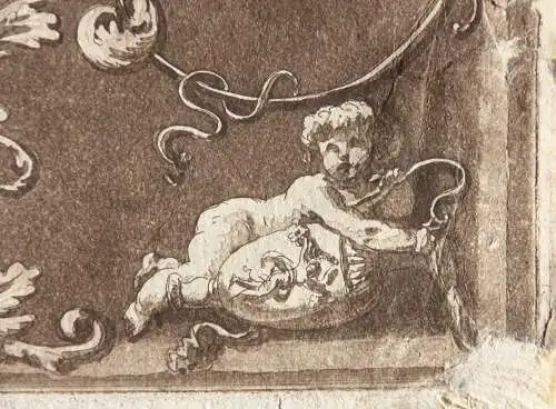 Jean Jacques Lagrenée (1739-1821), Aquatinta Radierung, Ornamentfries mit Putti