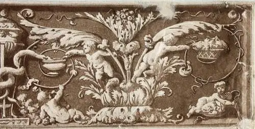 Jean Jacques Lagrenée (1739-1821), Aquatinta Radierung, Ornamentfries mit Putti