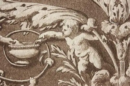 Jean Jacques Lagrenée (1739-1821), Aquatinta Radierung, Ornamentfries mit Putti