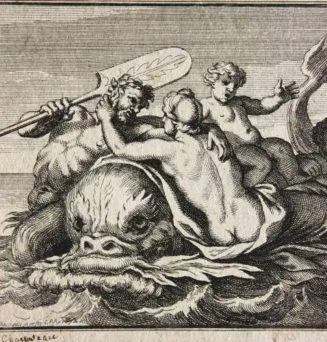 François Chauveau (1613-1676), Radierung, Fries, Galatea und Meeresgötter, 1672