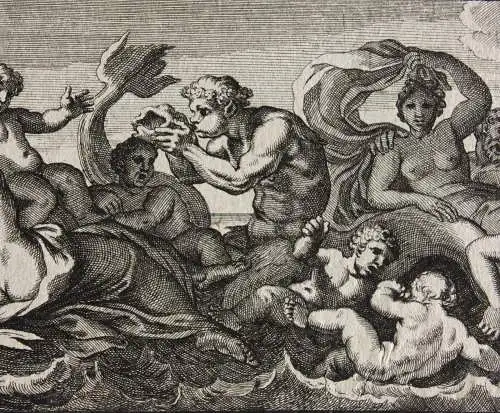 François Chauveau (1613-1676), Radierung, Fries, Galatea und Meeresgötter, 1672