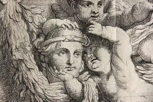 Ornamentfries mit Putti, Sphingen & Satyr-Maskaron, Kupferstich nach L. Testelin