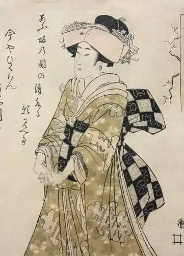 Kikugawa Eizan (1787-1867) Nishiki-e Ukiyo-e, Ôban, Bijin-ga, stehende Schönheit