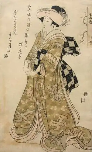 Kikugawa Eizan (1787-1867) Nishiki-e Ukiyo-e, Ôban, Bijin-ga, stehende Schönheit