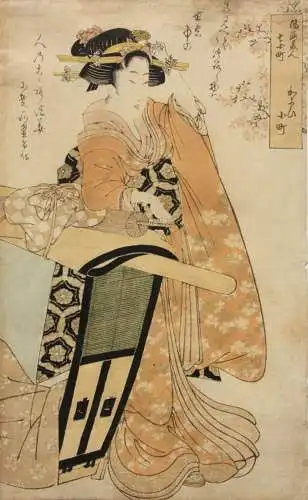 Kikugawa Eizan (1787-1867) Nishiki-e Ukiyo-e, Ôban, Bijin, Kayoi Komachi