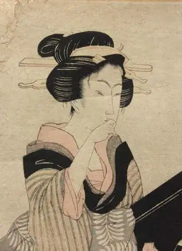 Kikugawa Eizan (1787-1867) Nishiki-e Ukiyo-e, Ôban, Kurtisane mit ihrer Dienerin