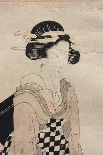 Kikugawa Eizan (1787-1867) Nishiki-e Ukiyo-e, Ôban, Kurtisane mit ihrer Dienerin