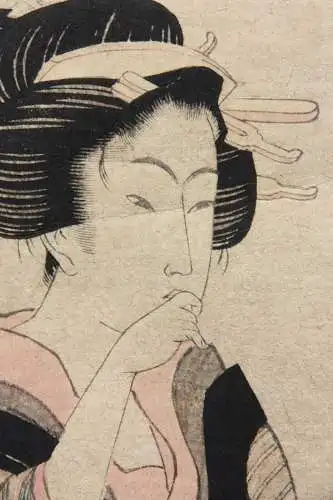 Kikugawa Eizan (1787-1867) Nishiki-e Ukiyo-e, Ôban, Kurtisane mit ihrer Dienerin