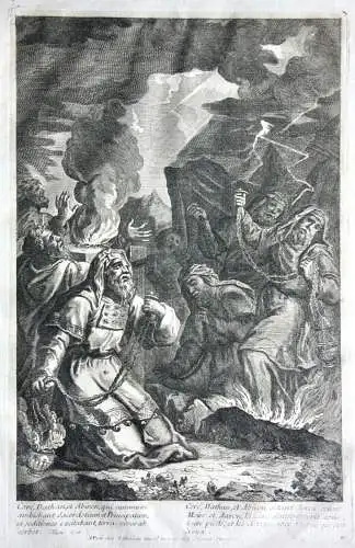 Jean II. Cotelle (1646-1708) Radierung "Der Aufruhr Korachs, Datans und Abirams"