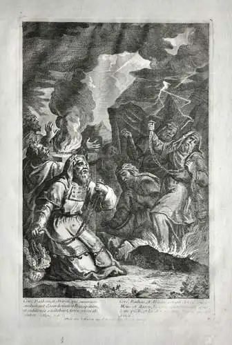 Jean II. Cotelle (1646-1708) Radierung "Der Aufruhr Korachs, Datans und Abirams"