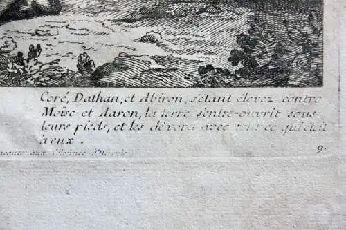 Jean II. Cotelle (1646-1708) Radierung "Der Aufruhr Korachs, Datans und Abirams"