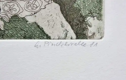 Anneke Pinckernelle (geb. 1928), signierte Farbradierung, "Puppen", 1981