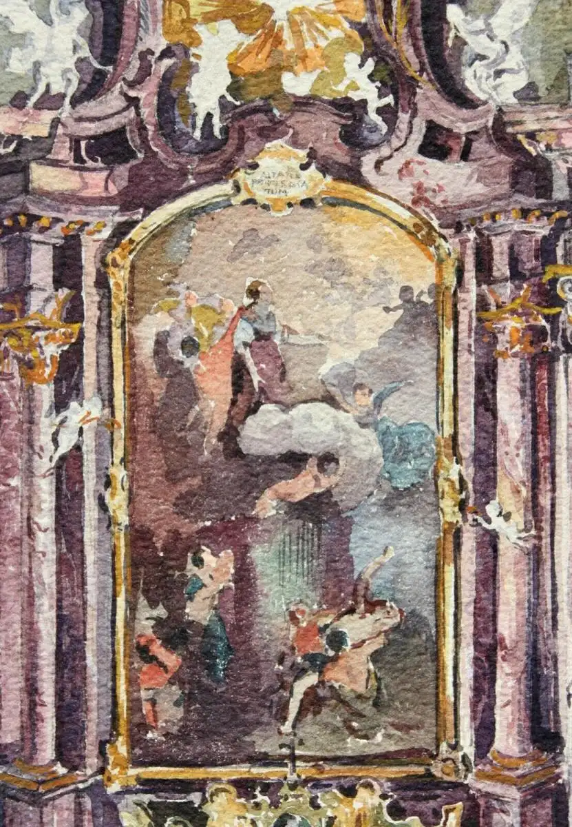 Barockaltar Anastasiakapelle, Benediktinerkloster Benediktbeuern, Aquarell, 1900 2