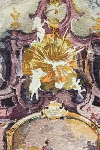 Barockaltar Anastasiakapelle, Benediktinerkloster Benediktbeuern, Aquarell, 1900