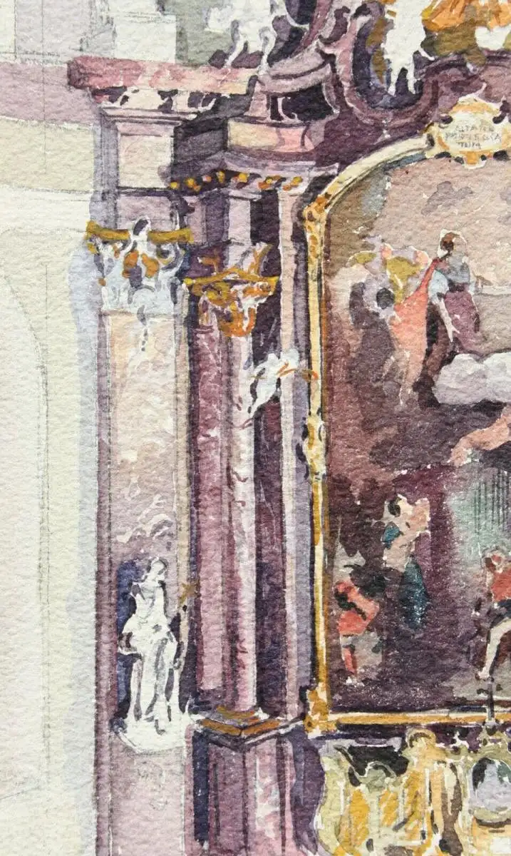 Barockaltar Anastasiakapelle, Benediktinerkloster Benediktbeuern, Aquarell, 1900 5