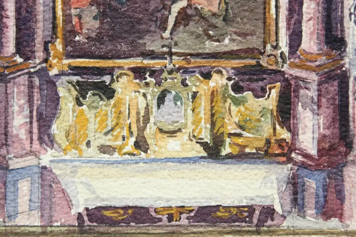 Barockaltar Anastasiakapelle, Benediktinerkloster Benediktbeuern, Aquarell, 1900 7