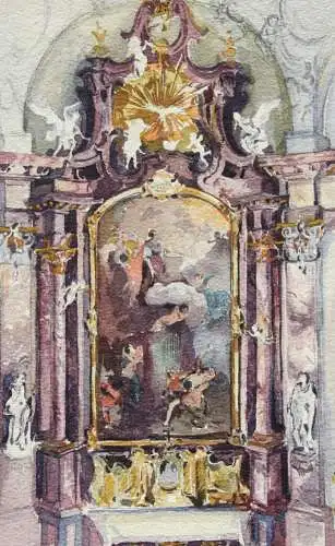 Barockaltar Anastasiakapelle, Benediktinerkloster Benediktbeuern, Aquarell, 1900