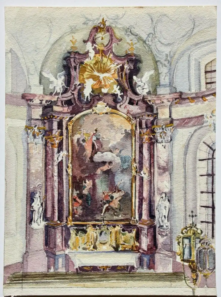 Barockaltar Anastasiakapelle, Benediktinerkloster Benediktbeuern, Aquarell, 1900 9