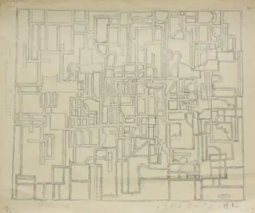 Heiner Malkowsky (1920-1988), monogrammierte Zeichnung, abstrakte Komposition