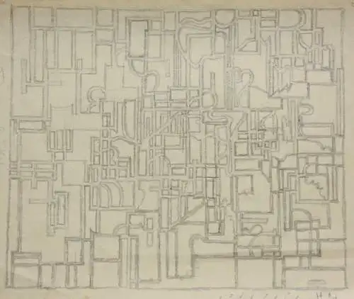 Heiner Malkowsky (1920-1988), monogrammierte Zeichnung, abstrakte Komposition