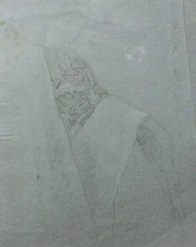 Gewandstudie, Stoffmuster mit Blätterdekor, Zeichnung, Frankreich, 1800-1849