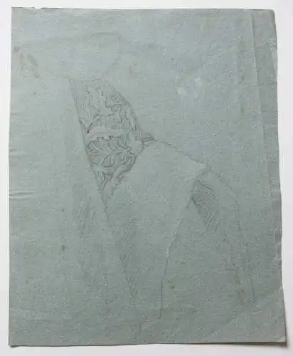 Gewandstudie, Stoffmuster mit Blätterdekor, Zeichnung, Frankreich, 1800-1849