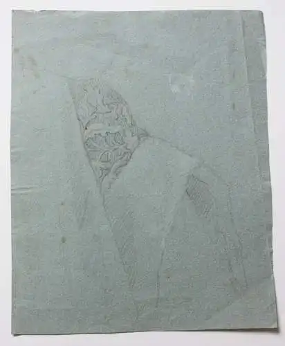 Gewandstudie, Stoffmuster mit Blätterdekor, Zeichnung, Frankreich, 1800-1849