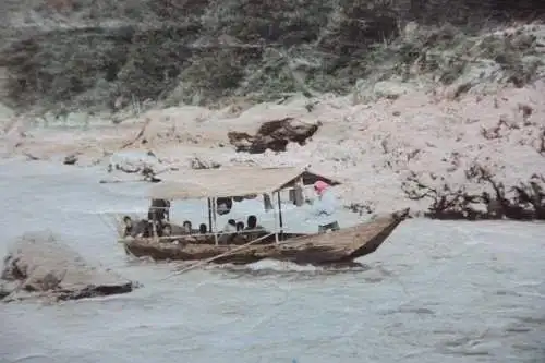 T. Fukasawa, handkolorierter Vintage Albuminabzug, Hozu Rapids, Japan, 1860-1890