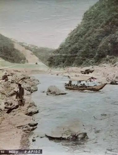 T. Fukasawa, handkolorierter Vintage Albuminabzug, Hozu Rapids, Japan, 1860-1890