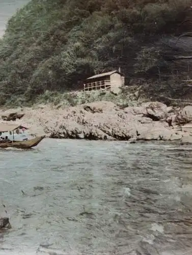 T. Fukasawa, handkolorierter Vintage Albuminabzug, Hozu Rapids, Japan, 1860-1890