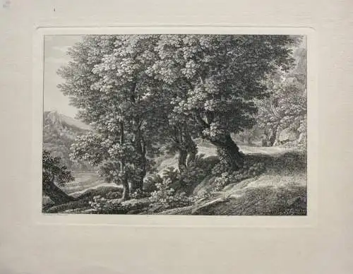 Johann Christian Reinhart (1761-1847) sign. Radierung, Bauer im Wald, Rom, 1805