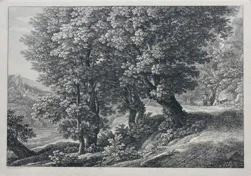 Johann Christian Reinhart (1761-1847) sign. Radierung, Bauer im Wald, Rom, 1805