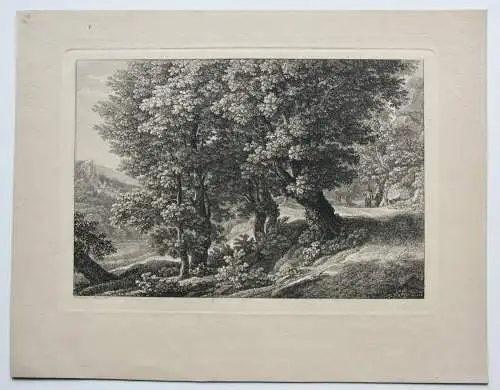 Johann Christian Reinhart (1761-1847) sign. Radierung, Bauer im Wald, Rom, 1805