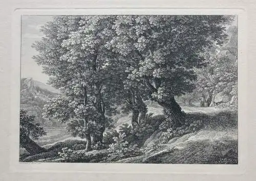 Johann Christian Reinhart (1761-1847) sign. Radierung, Bauer im Wald, Rom, 1805