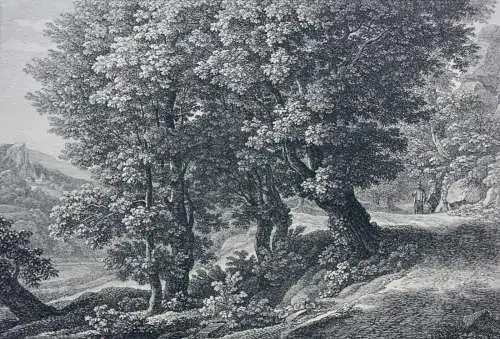 Johann Christian Reinhart (1761-1847) sign. Radierung, Bauer im Wald, Rom, 1805