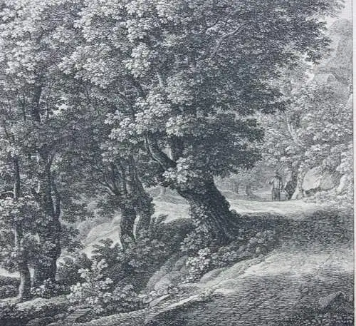 Johann Christian Reinhart (1761-1847) sign. Radierung, Bauer im Wald, Rom, 1805