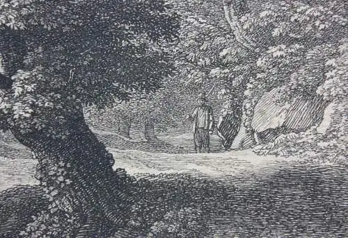 Johann Christian Reinhart (1761-1847) sign. Radierung, Bauer im Wald, Rom, 1805
