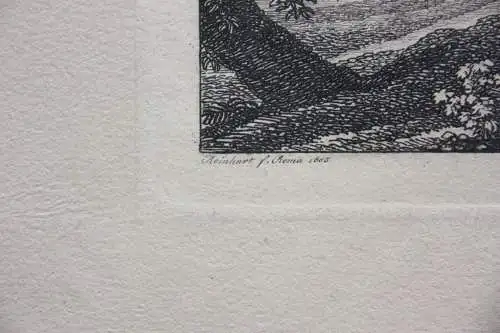 Johann Christian Reinhart (1761-1847) sign. Radierung, Bauer im Wald, Rom, 1805