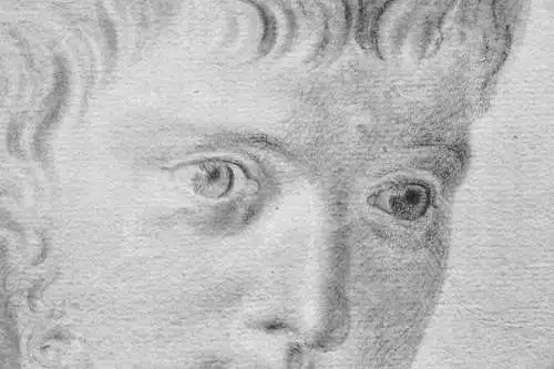 Büste eines römischen Feldherrn, klassizistische Antikenstudie Zeichnung um 1800