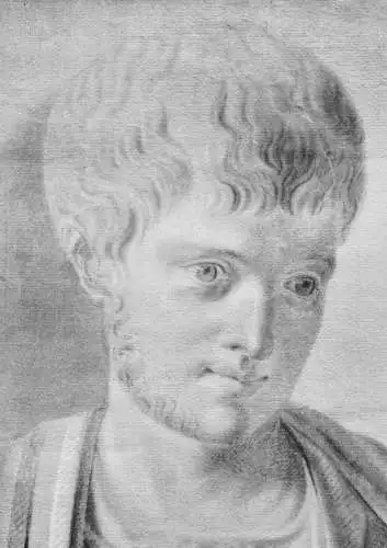 Büste eines römischen Feldherrn, klassizistische Antikenstudie Zeichnung um 1800