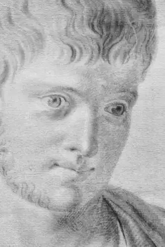 Büste eines römischen Feldherrn, klassizistische Antikenstudie Zeichnung um 1800