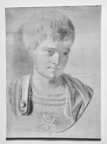 Büste eines römischen Feldherrn, klassizistische Antikenstudie Zeichnung um 1800