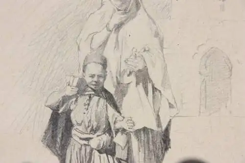Rudolf Gustav Müller (1858-1888) sign. Zeichnung, orientalistische Szene um 1890
