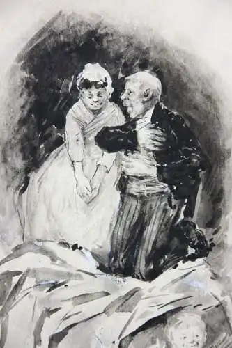 Karl Emil Mücke (1847-1923) sign. Aquarell, Heiratsantrag, Brautwerbung, um 1888